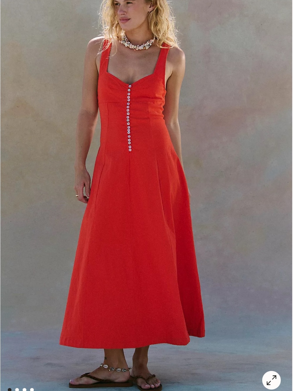 Free People Holland Stretch Linen Midi Dress